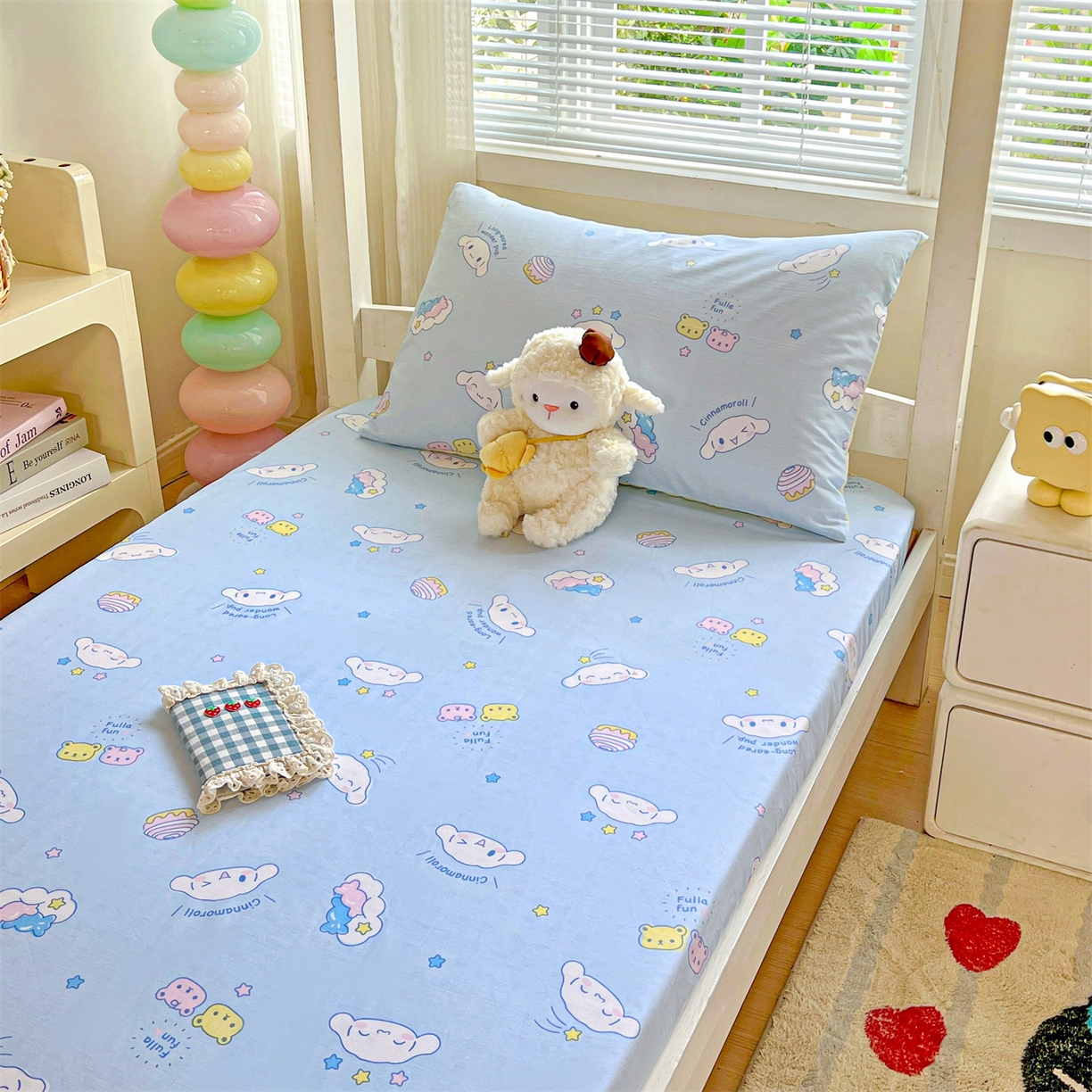 91家纺网 家纺一手货源 找家纺 名兮家居 2025-奥特曼-三丽鸥全棉13372学生床上下铺床笠【含防伪标】 蛋糕玉桂狗