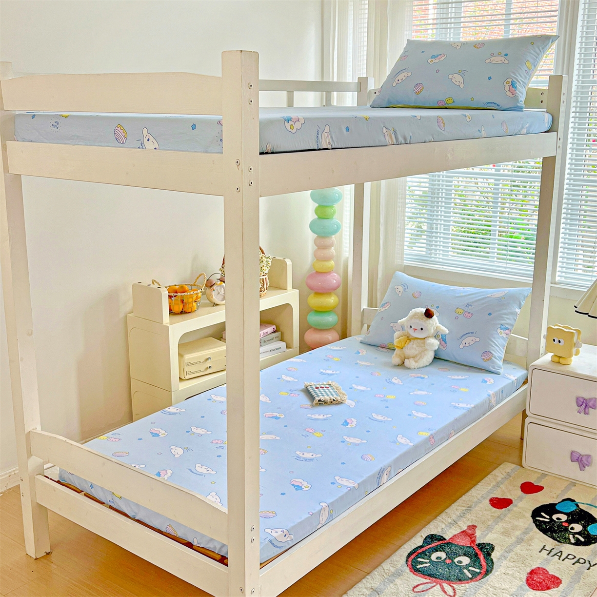 91家纺网 家纺一手货源 找家纺 名兮家居 2025-奥特曼-三丽鸥全棉13372学生床上下铺床笠【含防伪标】 蛋糕玉桂狗