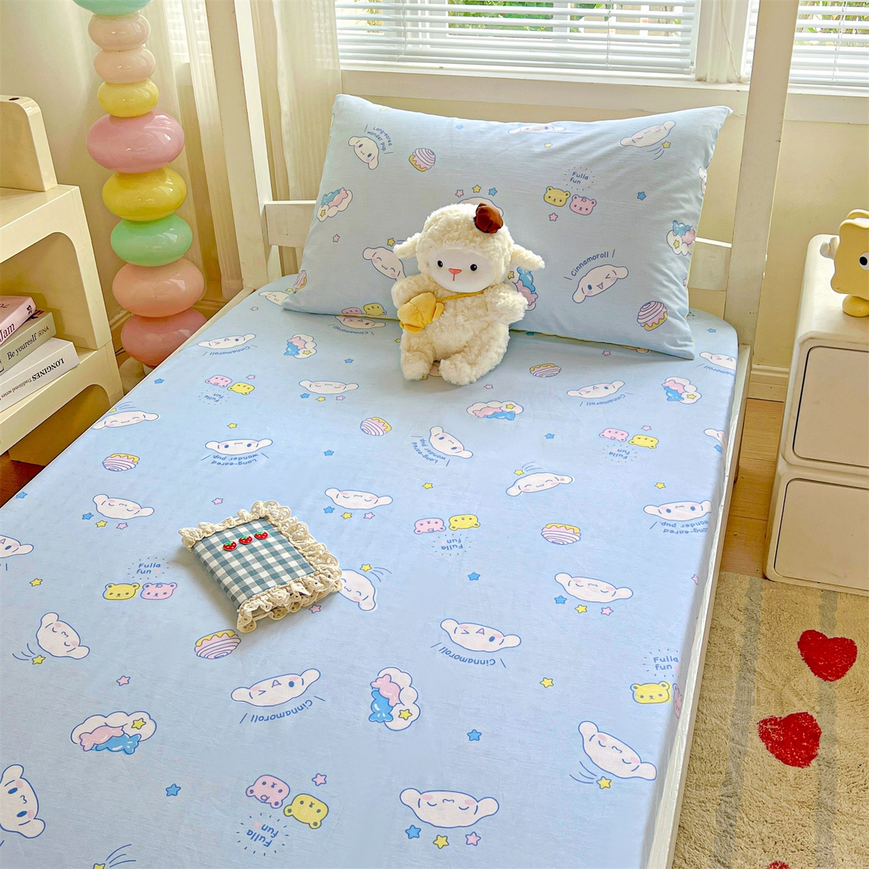 91家纺网 家纺一手货源 找家纺 名兮家居 2025-奥特曼-三丽鸥全棉13372学生床上下铺床笠【含防伪标】 蛋糕玉桂狗