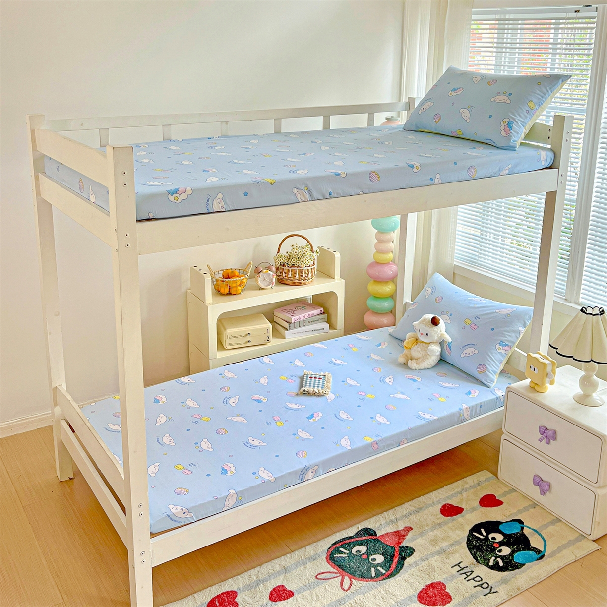 91家纺网 家纺一手货源 找家纺 名兮家居 2025-奥特曼-三丽鸥全棉13372学生床上下铺床笠【含防伪标】 蛋糕玉桂狗