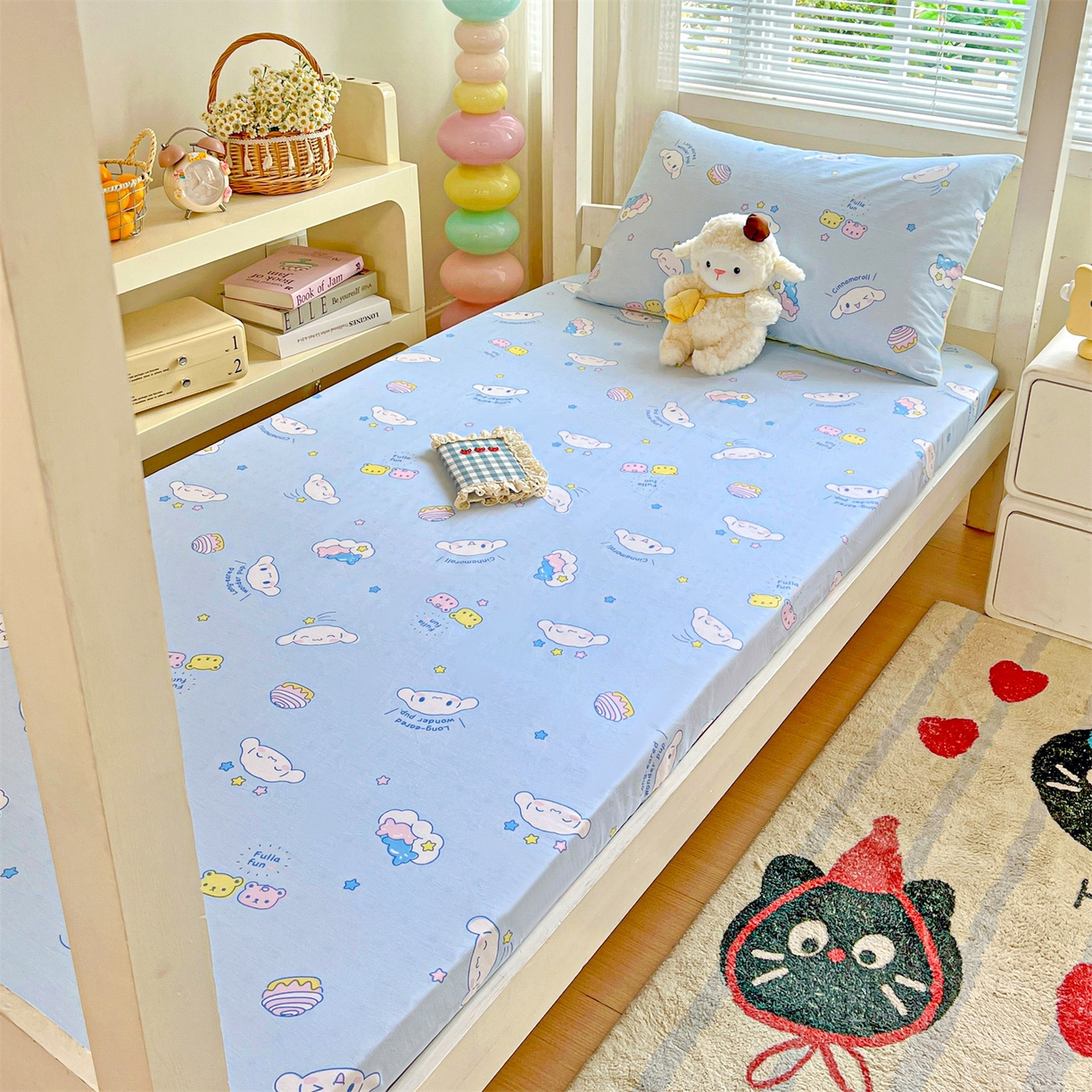 91家纺网 家纺一手货源 找家纺 名兮家居 2025-奥特曼-三丽鸥全棉13372学生床上下铺床笠【含防伪标】 蛋糕玉桂狗