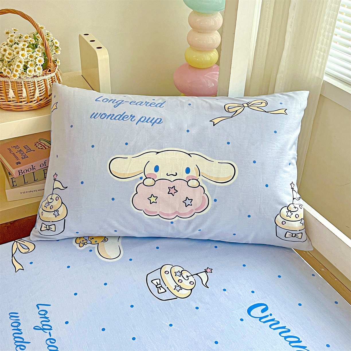 91家纺网 家纺一手货源 找家纺 名兮家居 2025-奥特曼-三丽鸥全棉13372学生床上下铺床笠【含防伪标】 点点玉桂狗