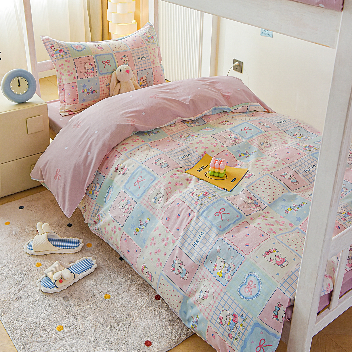 91家纺网 家纺一手货源 找家纺 天之爱 2025新款全棉纯棉印花三件套学生六件套 小确幸