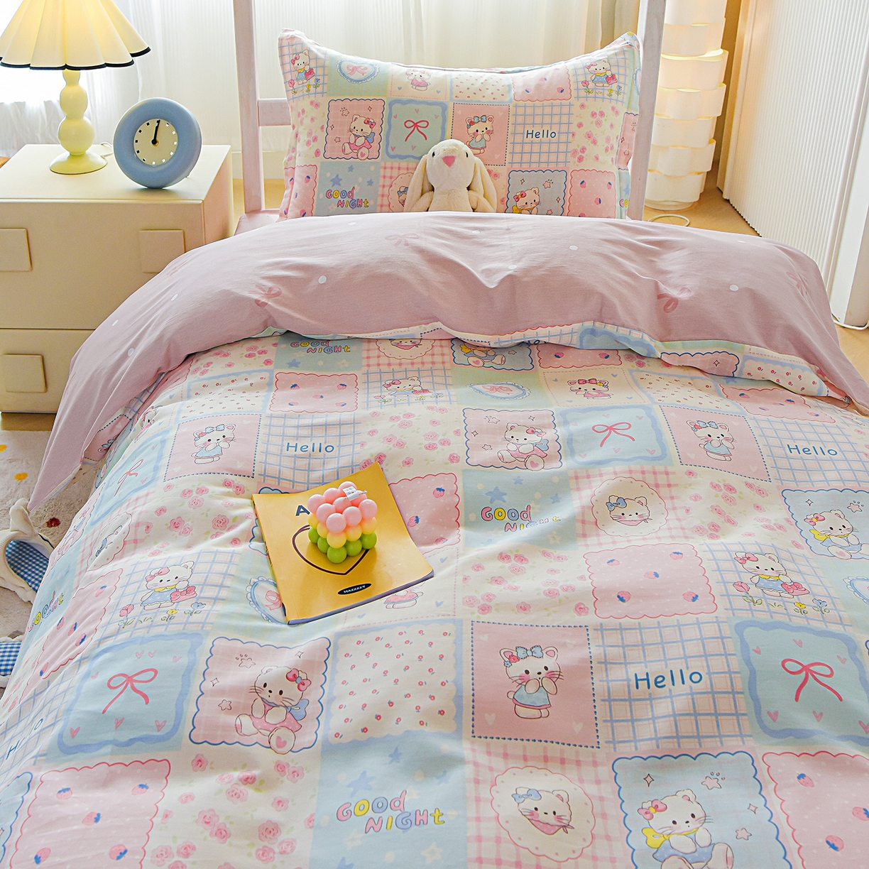 91家纺网 家纺一手货源 找家纺 天之爱 2025新款全棉纯棉印花三件套学生六件套 小确幸