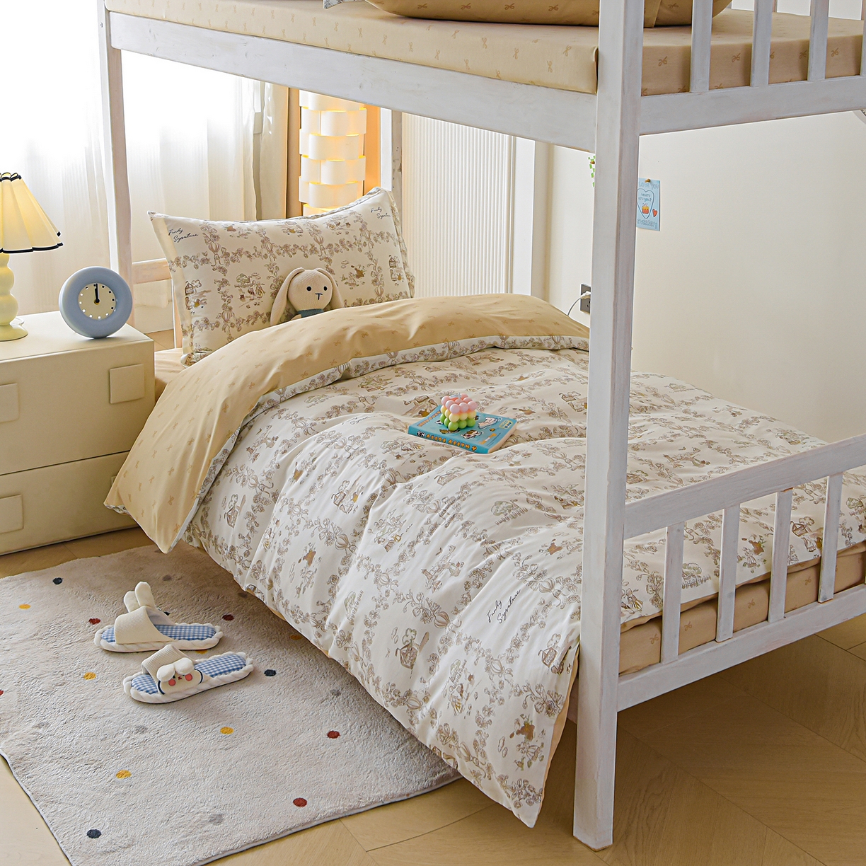 91家纺网 家纺一手货源 找家纺 天之爱 2025新款全棉纯棉印花三件套学生六件套 乡野小筑