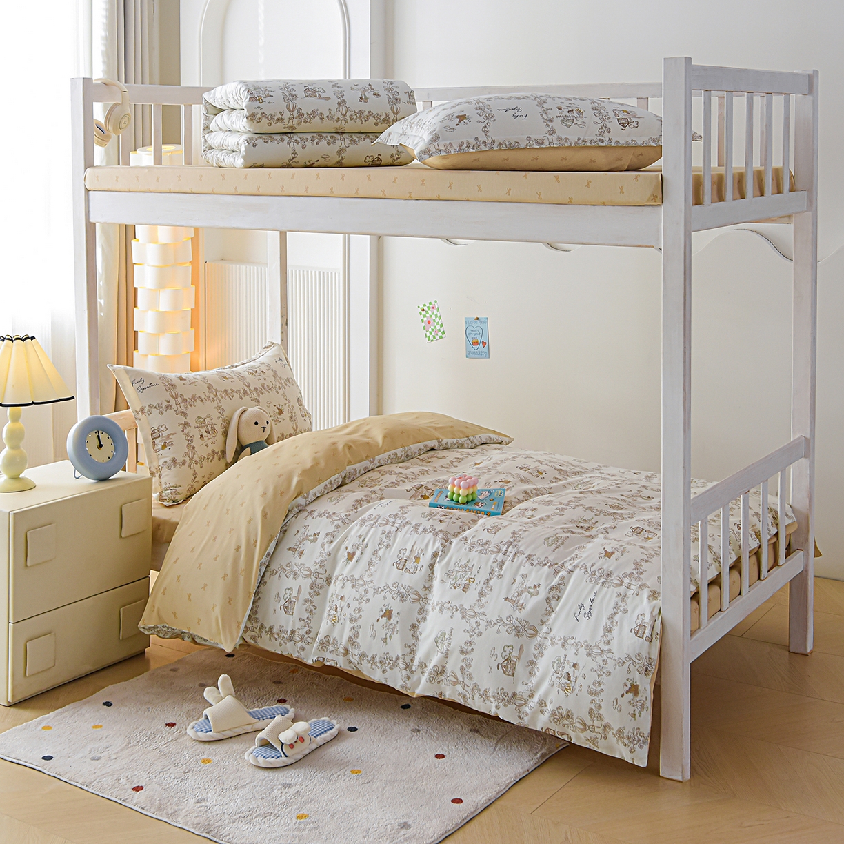 91家纺网 家纺一手货源 找家纺 天之爱 2025新款全棉纯棉印花三件套学生六件套 乡野小筑