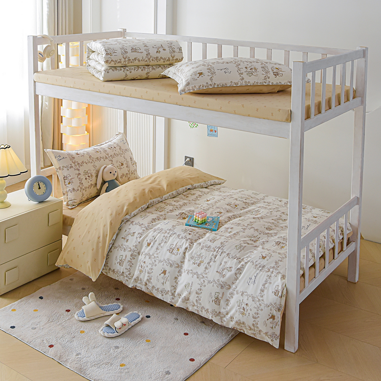 91家纺网 家纺一手货源 找家纺 天之爱 2025新款全棉纯棉印花三件套学生六件套 乡野小筑