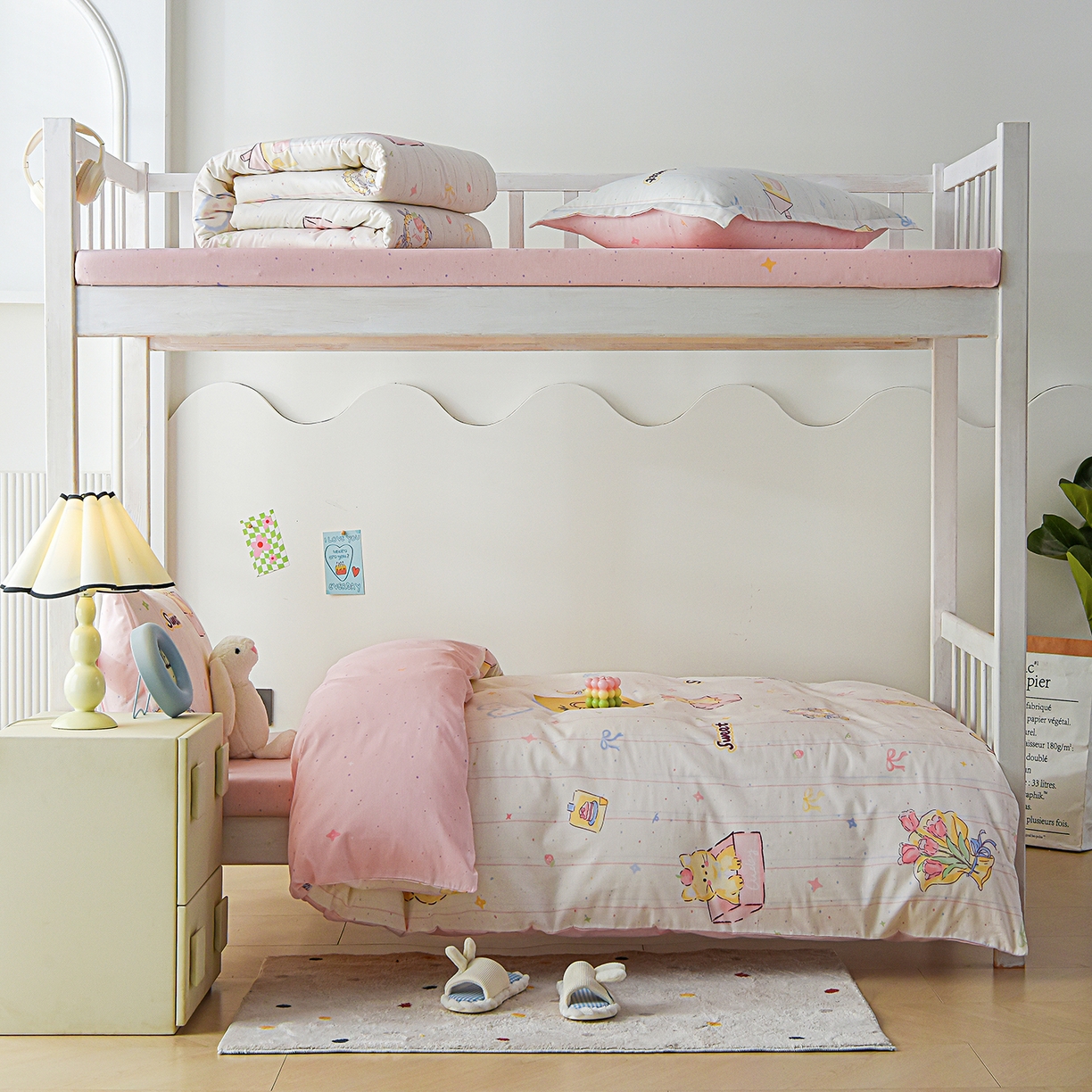 91家纺网 家纺一手货源 找家纺 天之爱 2025新款全棉纯棉印花三件套学生六件套 甜心可爱猫