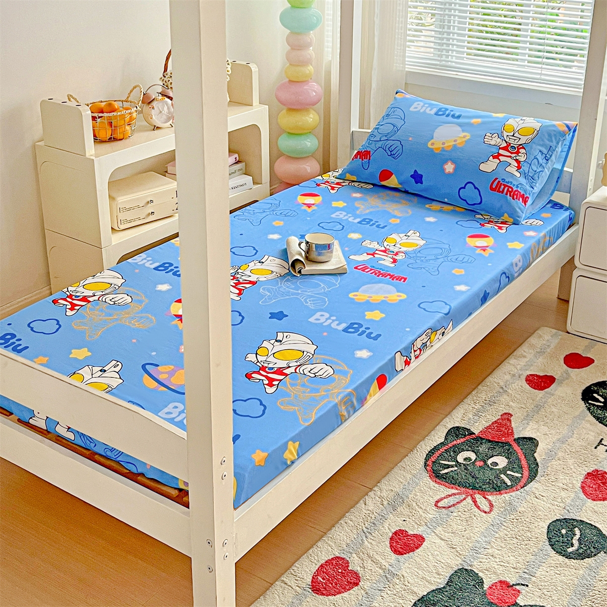 91家纺网 家纺一手货源 找家纺 名兮家居 2025-奥特曼-三丽鸥全棉13372学生床上下铺床笠【含防伪标】 光线王子