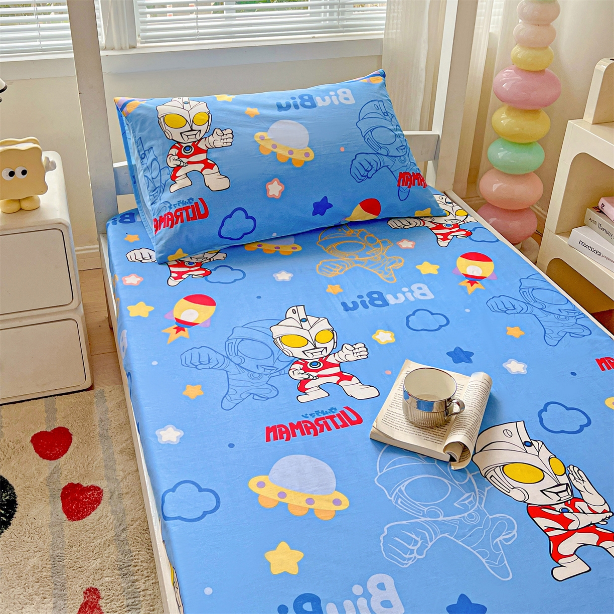 91家纺网 家纺一手货源 找家纺 名兮家居 2025-奥特曼-三丽鸥全棉13372学生床上下铺床笠【含防伪标】 光线王子