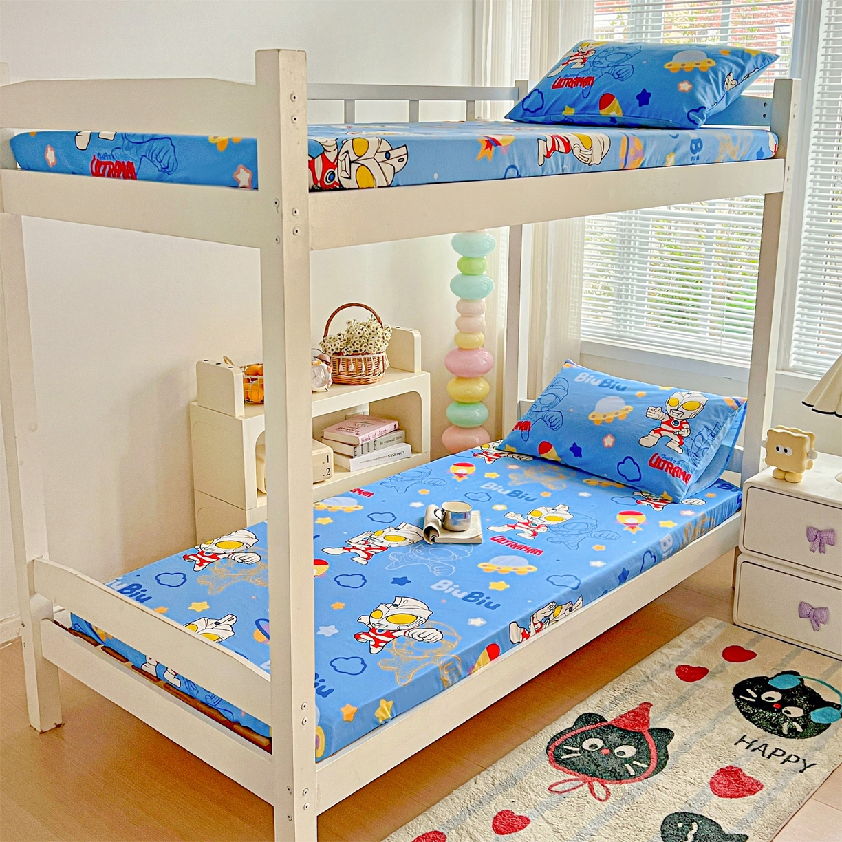 91家纺网 家纺一手货源 找家纺 名兮家居 2025-奥特曼-三丽鸥全棉13372学生床上下铺床笠【含防伪标】 光线王子