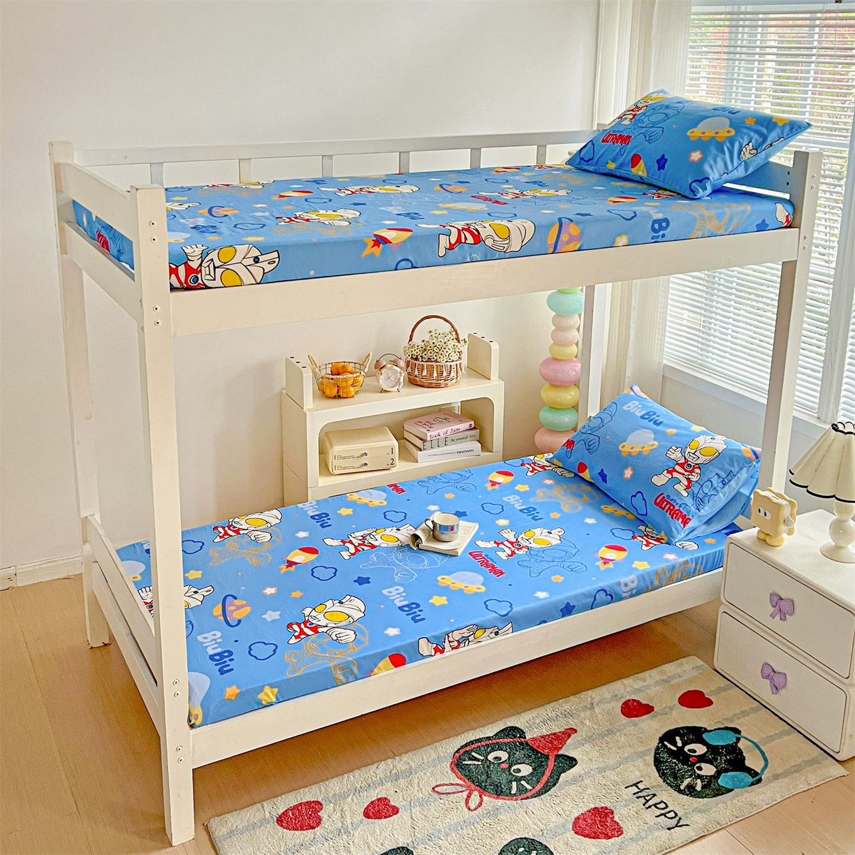 91家纺网 家纺一手货源 找家纺 名兮家居 2025-奥特曼-三丽鸥全棉13372学生床上下铺床笠【含防伪标】 光线王子