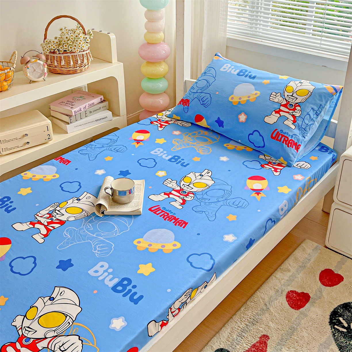 91家纺网 家纺一手货源 找家纺 名兮家居 2025-奥特曼-三丽鸥全棉13372学生床上下铺床笠【含防伪标】 光线王子