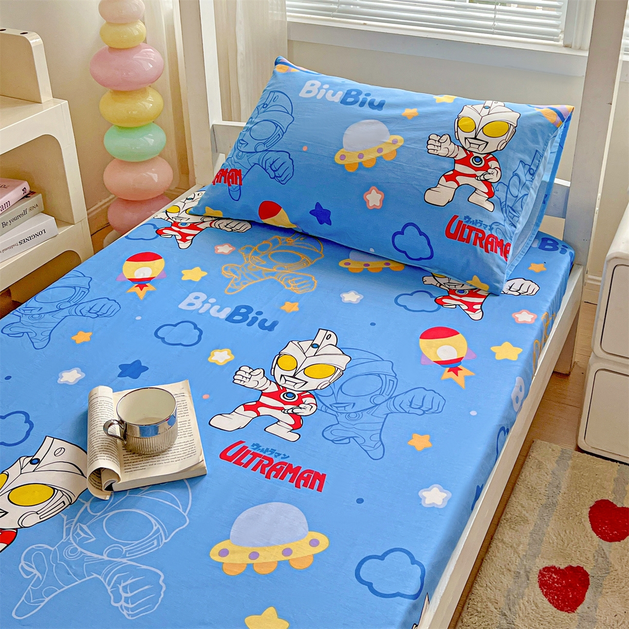 91家纺网 家纺一手货源 找家纺 名兮家居 2025-奥特曼-三丽鸥全棉13372学生床上下铺床笠【含防伪标】 光线王子