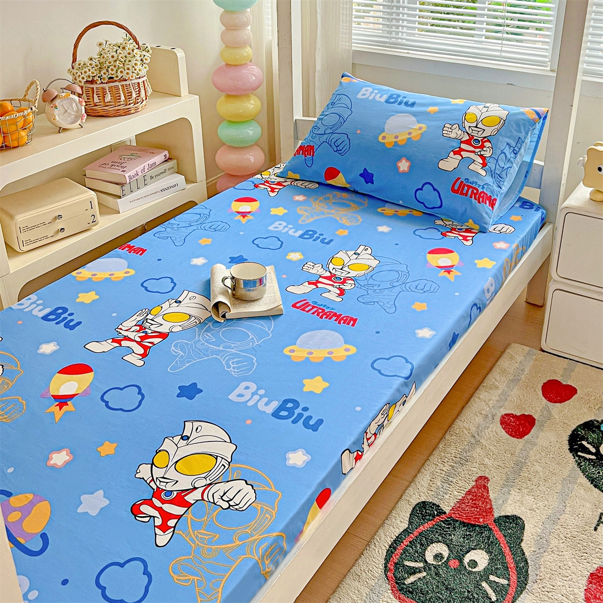 91家纺网 家纺一手货源 找家纺 名兮家居 2025-奥特曼-三丽鸥全棉13372学生床上下铺床笠【含防伪标】 光线王子