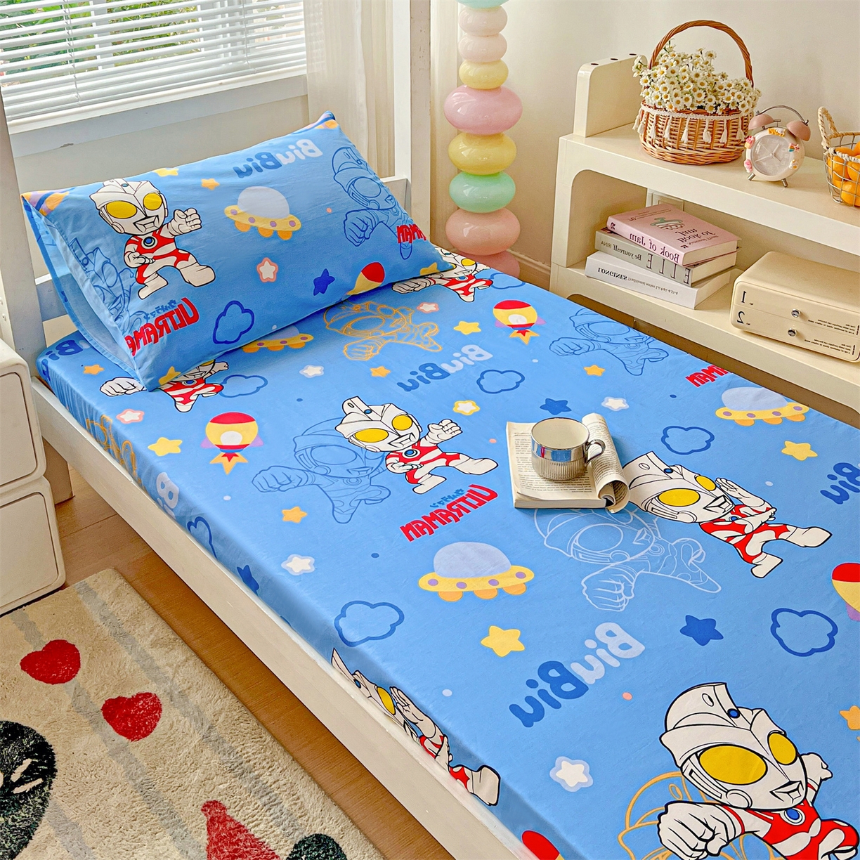 91家纺网 家纺一手货源 找家纺 名兮家居 2025-奥特曼-三丽鸥全棉13372学生床上下铺床笠【含防伪标】 光线王子