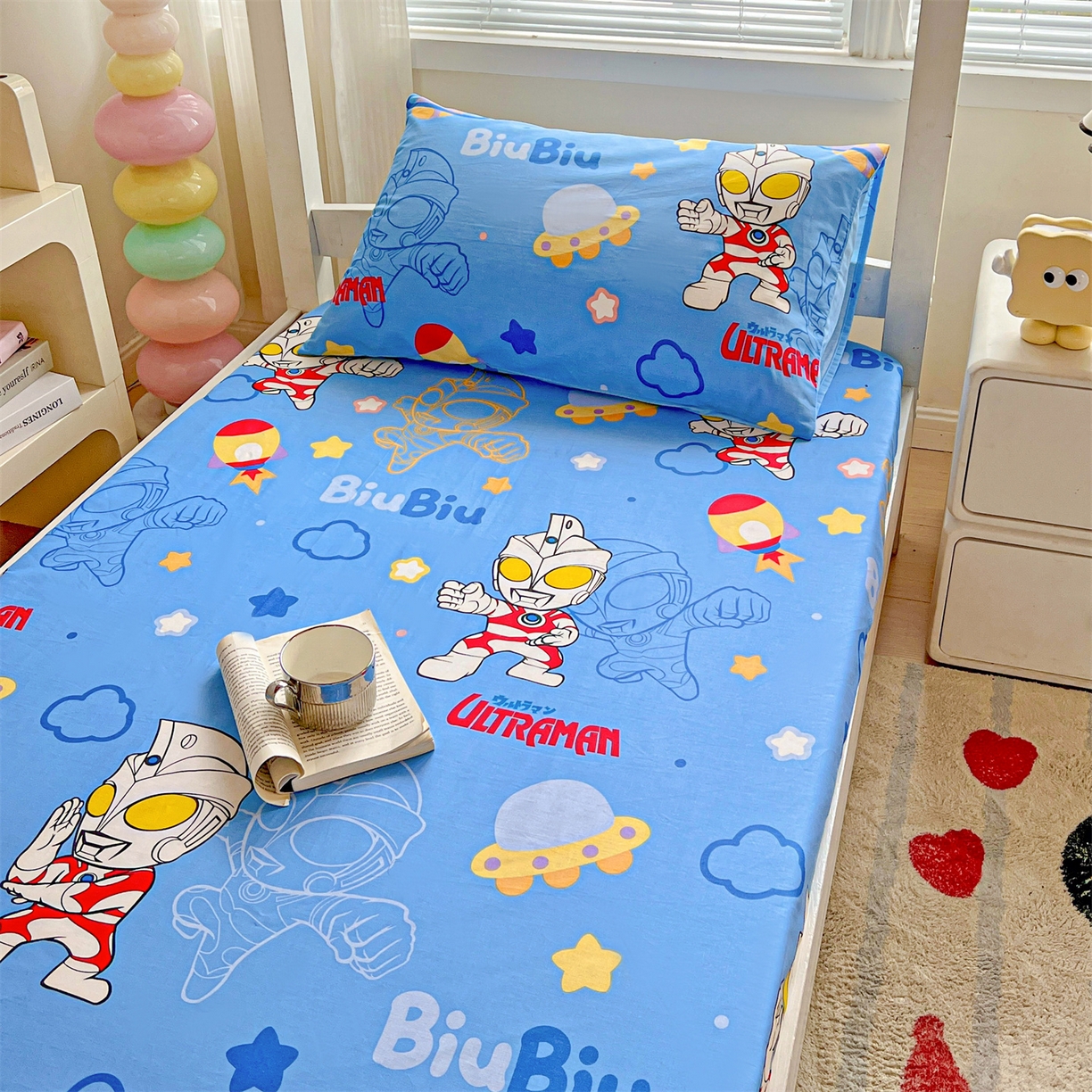 91家纺网 家纺一手货源 找家纺 名兮家居 2025-奥特曼-三丽鸥全棉13372学生床上下铺床笠【含防伪标】 光线王子