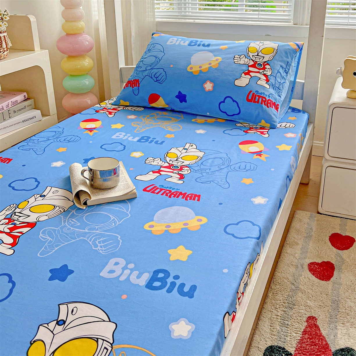 91家纺网 家纺一手货源 找家纺 名兮家居 2025-奥特曼-三丽鸥全棉13372学生床上下铺床笠【含防伪标】 光线王子