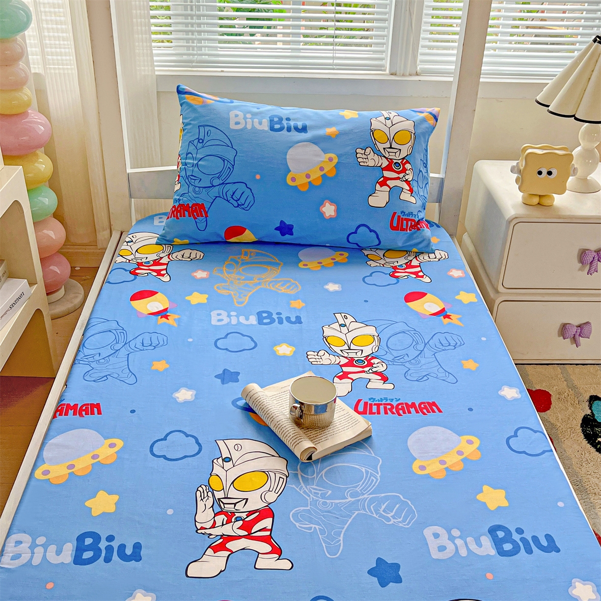 91家纺网 家纺一手货源 找家纺 名兮家居 2025-奥特曼-三丽鸥全棉13372学生床上下铺床笠【含防伪标】 光线王子