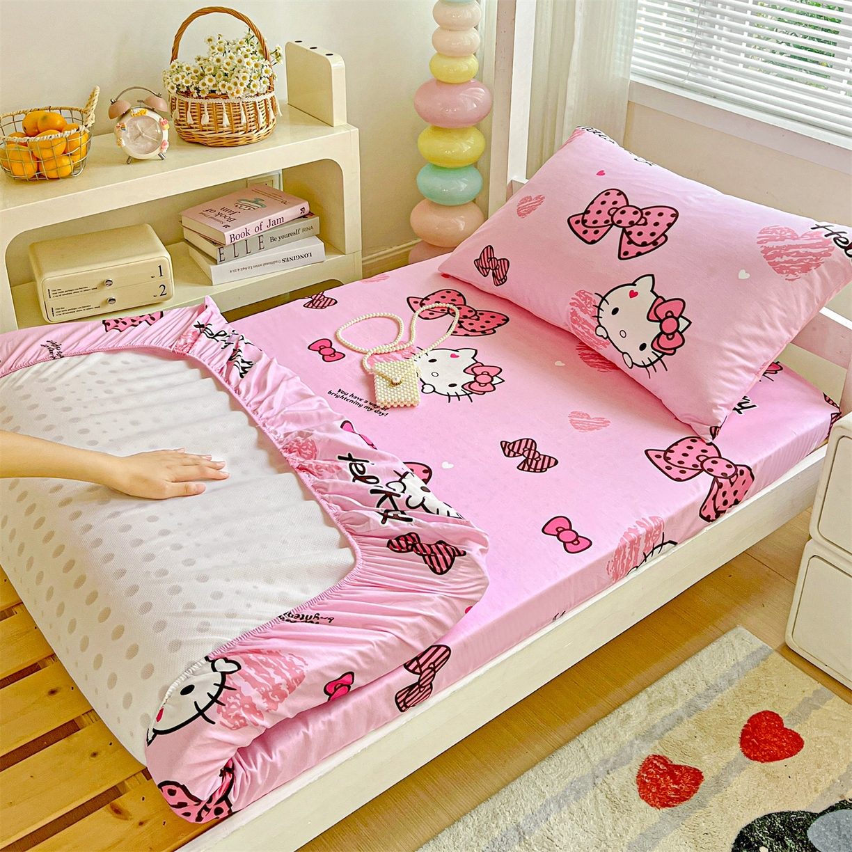 名兮家居 2025-奥特曼-三丽鸥全棉13372学生床上下铺床笠【含防伪标】 蝴蝶结kt