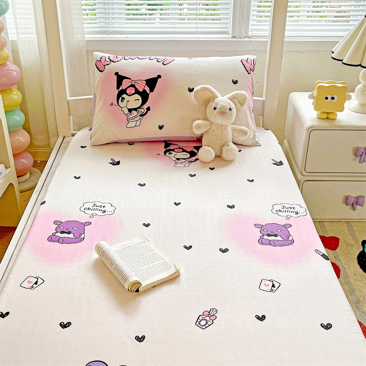 91家纺网 家纺一手货源 找家纺 名兮家居 2025-奥特曼-三丽鸥全棉13372学生床上下铺床笠【含防伪标】 美美库洛米