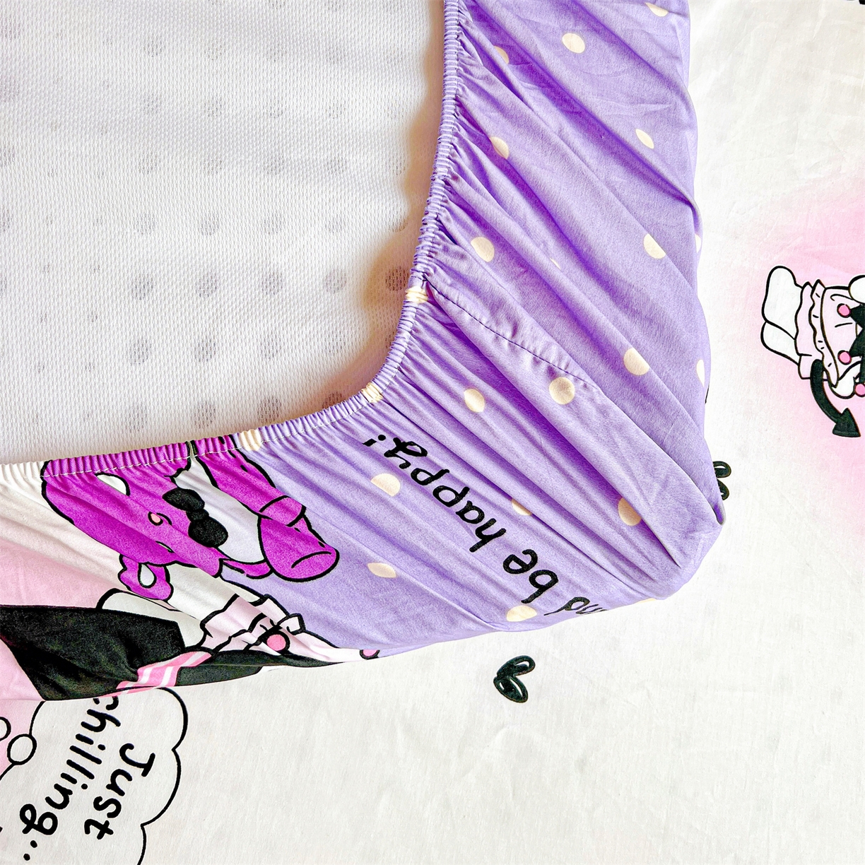 91家纺网 家纺一手货源 找家纺 名兮家居 2025-奥特曼-三丽鸥全棉13372学生床上下铺床笠【含防伪标】 美美库洛米