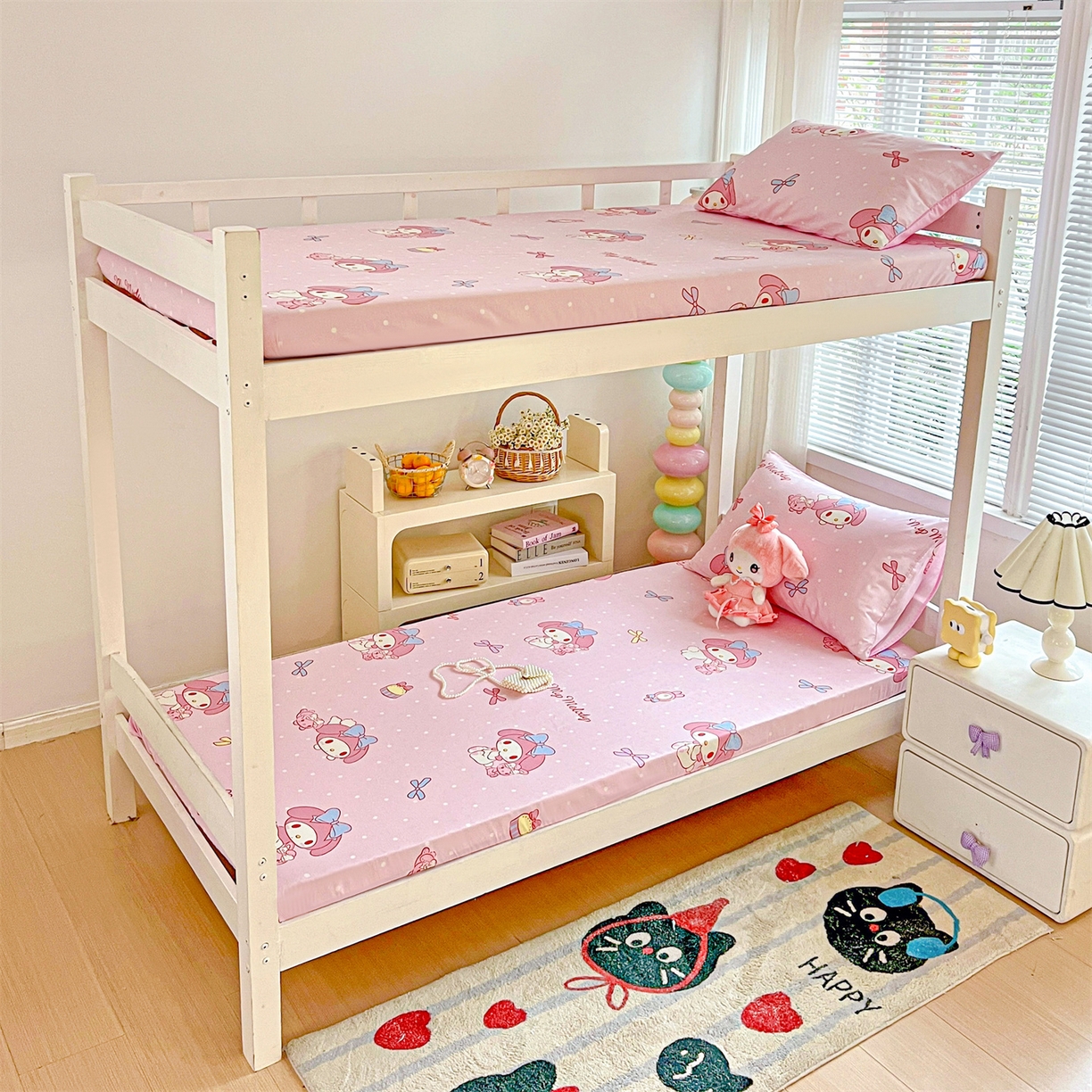 91家纺网 家纺一手货源 找家纺 名兮家居 2025-奥特曼-三丽鸥全棉13372学生床上下铺床笠【含防伪标】 魔法美乐蒂