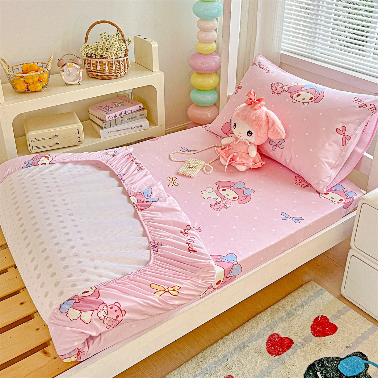 91家纺网 家纺一手货源 找家纺 名兮家居 2025-奥特曼-三丽鸥全棉13372学生床上下铺床笠【含防伪标】 魔法美乐蒂