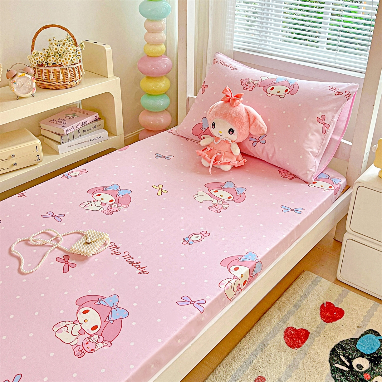 91家纺网 家纺一手货源 找家纺 名兮家居 2025-奥特曼-三丽鸥全棉13372学生床上下铺床笠【含防伪标】 魔法美乐蒂