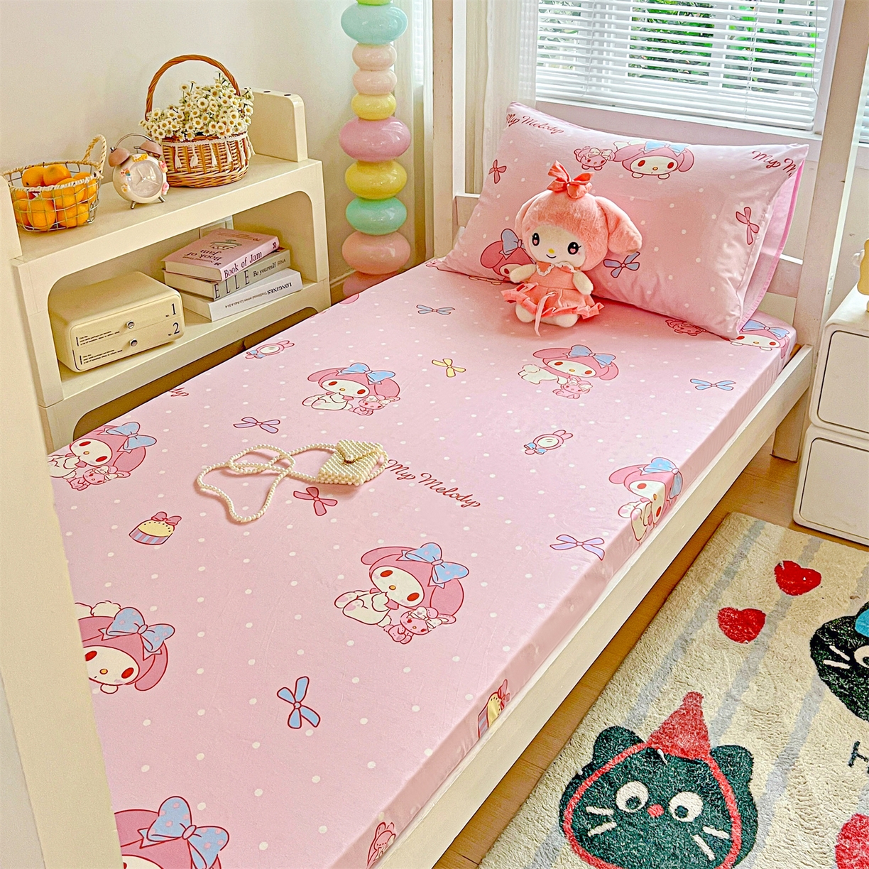 91家纺网 家纺一手货源 找家纺 名兮家居 2025-奥特曼-三丽鸥全棉13372学生床上下铺床笠【含防伪标】 魔法美乐蒂