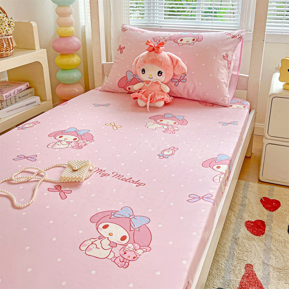 91家纺网 家纺一手货源 找家纺 名兮家居 2025-奥特曼-三丽鸥全棉13372学生床上下铺床笠【含防伪标】 魔法美乐蒂