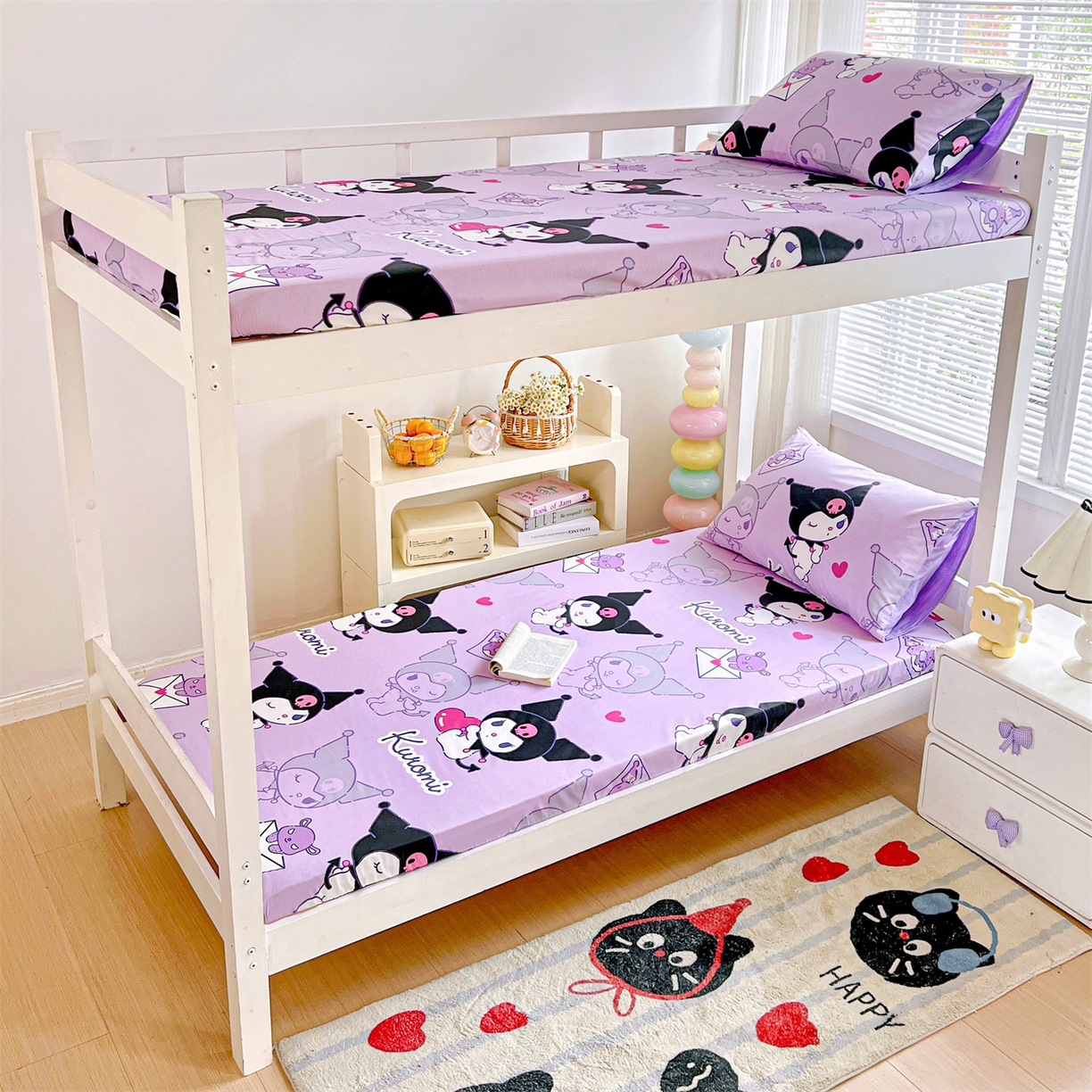 91家纺网 家纺一手货源 找家纺 名兮家居 2025-奥特曼-三丽鸥全棉13372学生床上下铺床笠【含防伪标】 情书库洛米