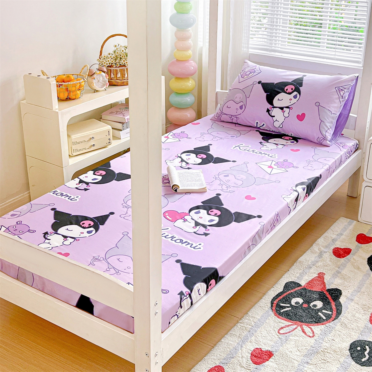 91家纺网 家纺一手货源 找家纺 名兮家居 2025-奥特曼-三丽鸥全棉13372学生床上下铺床笠【含防伪标】 情书库洛米