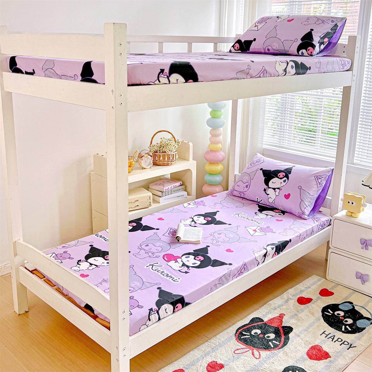 91家纺网 家纺一手货源 找家纺 名兮家居 2025-奥特曼-三丽鸥全棉13372学生床上下铺床笠【含防伪标】 情书库洛米