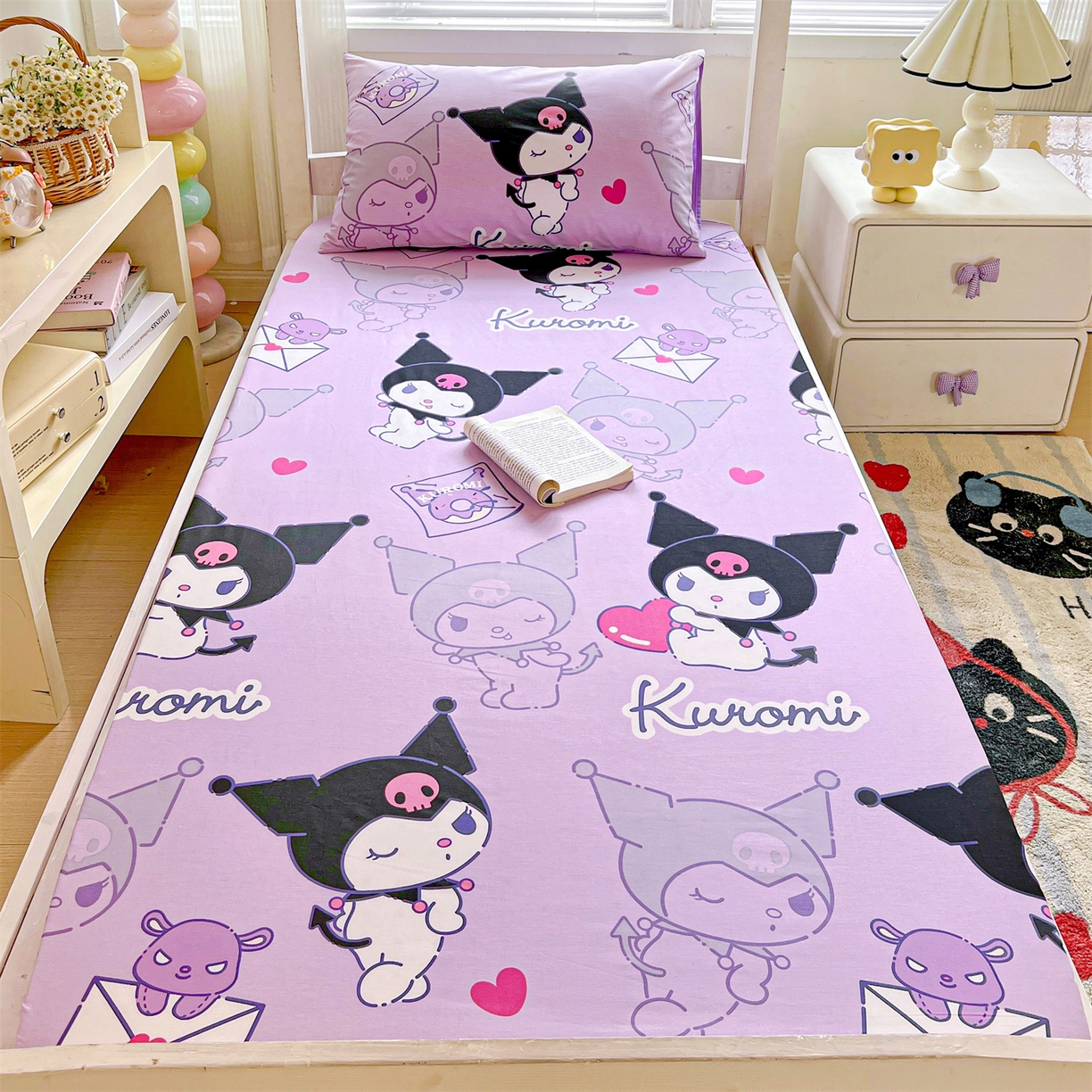 91家纺网 家纺一手货源 找家纺 名兮家居 2025-奥特曼-三丽鸥全棉13372学生床上下铺床笠【含防伪标】 情书库洛米