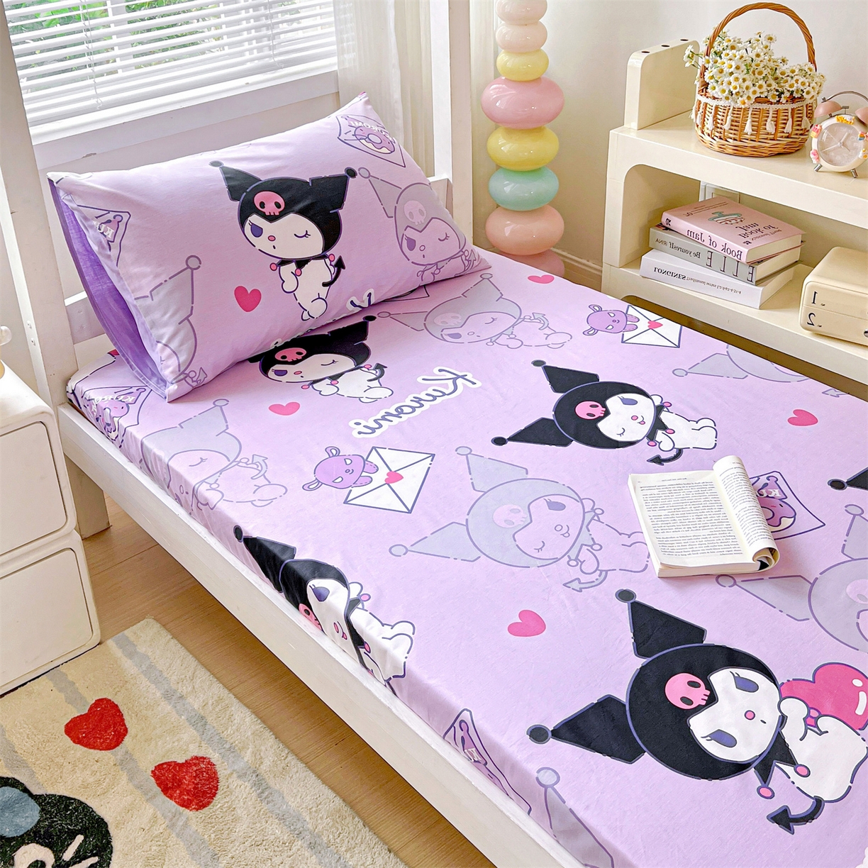 91家纺网 家纺一手货源 找家纺 名兮家居 2025-奥特曼-三丽鸥全棉13372学生床上下铺床笠【含防伪标】 情书库洛米