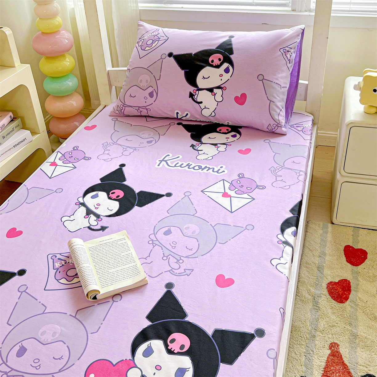 91家纺网 家纺一手货源 找家纺 名兮家居 2025-奥特曼-三丽鸥全棉13372学生床上下铺床笠【含防伪标】 情书库洛米