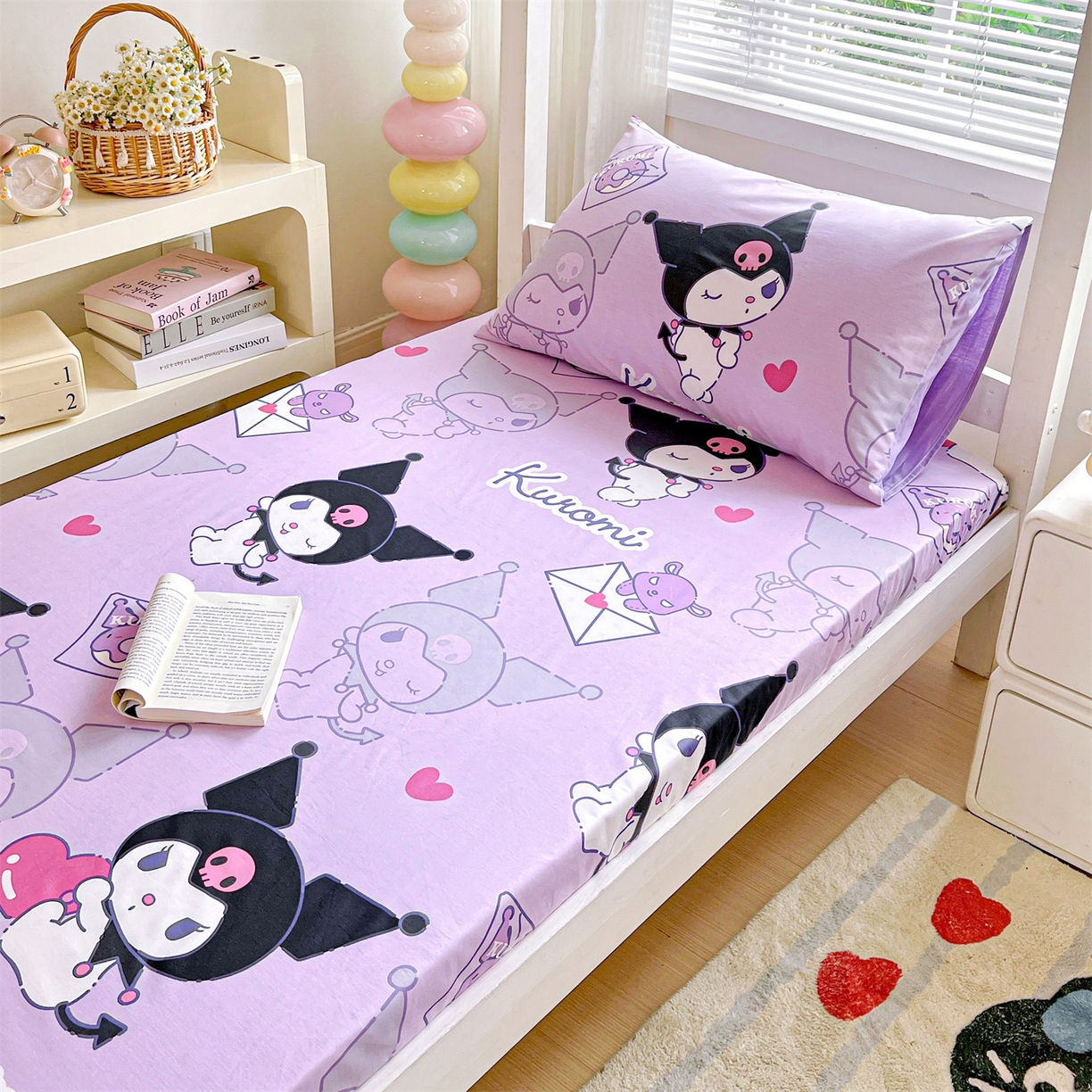 91家纺网 家纺一手货源 找家纺 名兮家居 2025-奥特曼-三丽鸥全棉13372学生床上下铺床笠【含防伪标】 情书库洛米