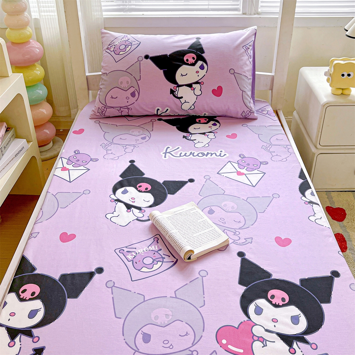 91家纺网 家纺一手货源 找家纺 名兮家居 2025-奥特曼-三丽鸥全棉13372学生床上下铺床笠【含防伪标】 情书库洛米