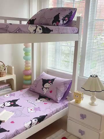 91家纺网 家纺一手货源 找家纺 名兮家居 2025-奥特曼-三丽鸥全棉13372学生床上下铺床笠【含防伪标】 情书库洛米