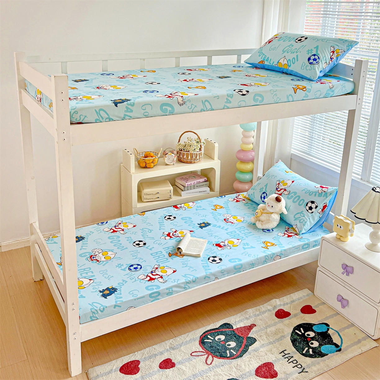 91家纺网 家纺一手货源 找家纺 名兮家居 2025-奥特曼-三丽鸥全棉13372学生床上下铺床笠【含防伪标】 世界杯