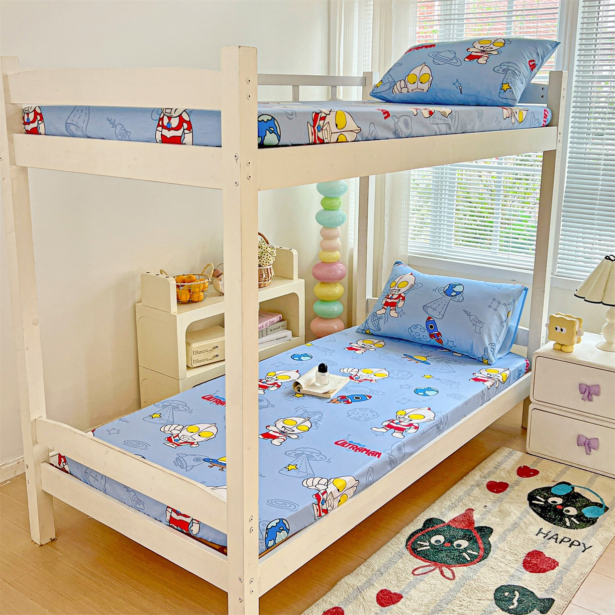 91家纺网 家纺一手货源 找家纺 名兮家居 2025-奥特曼-三丽鸥全棉13372学生床上下铺床笠【含防伪标】 太空奥特曼