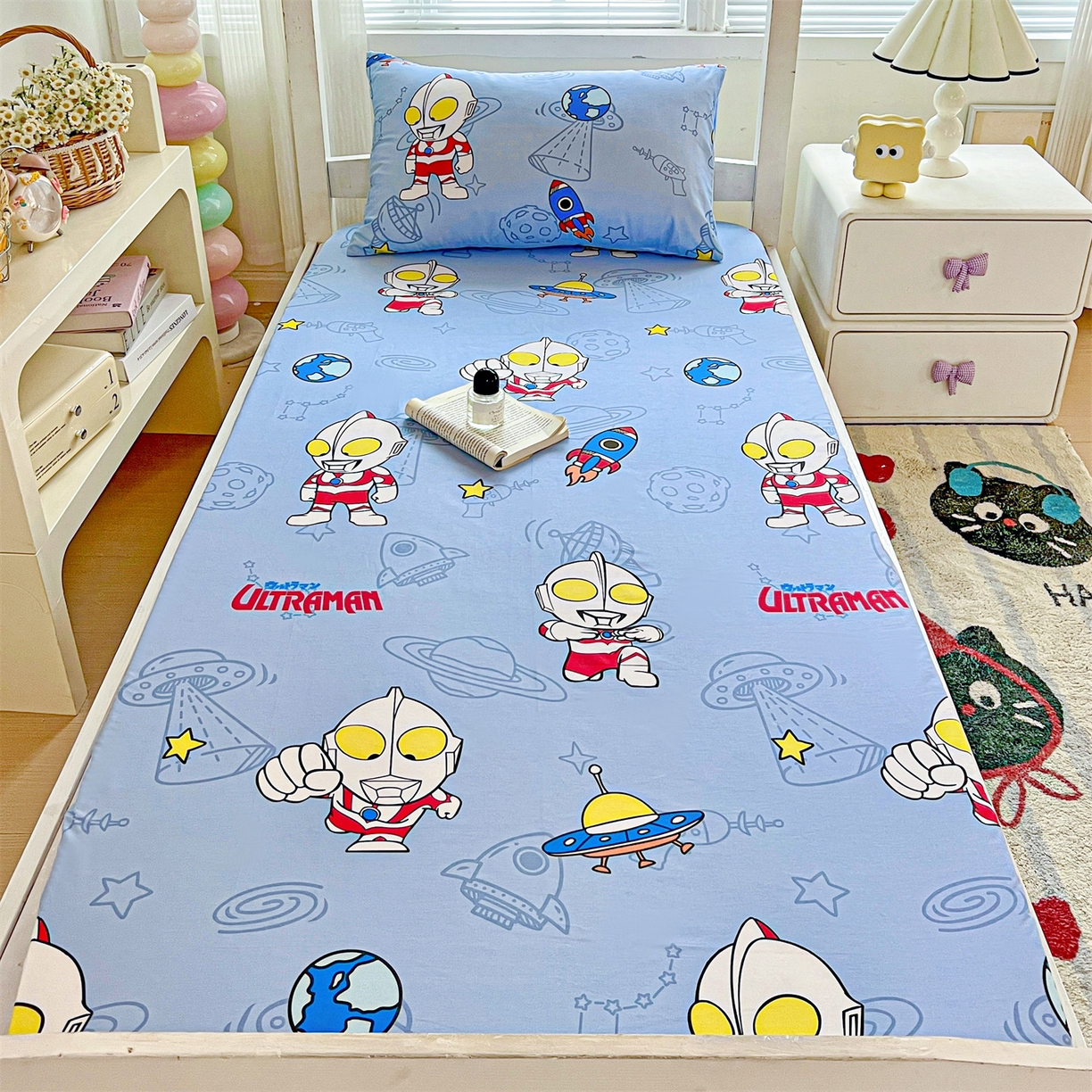 91家纺网 家纺一手货源 找家纺 名兮家居 2025-奥特曼-三丽鸥全棉13372学生床上下铺床笠【含防伪标】 太空奥特曼
