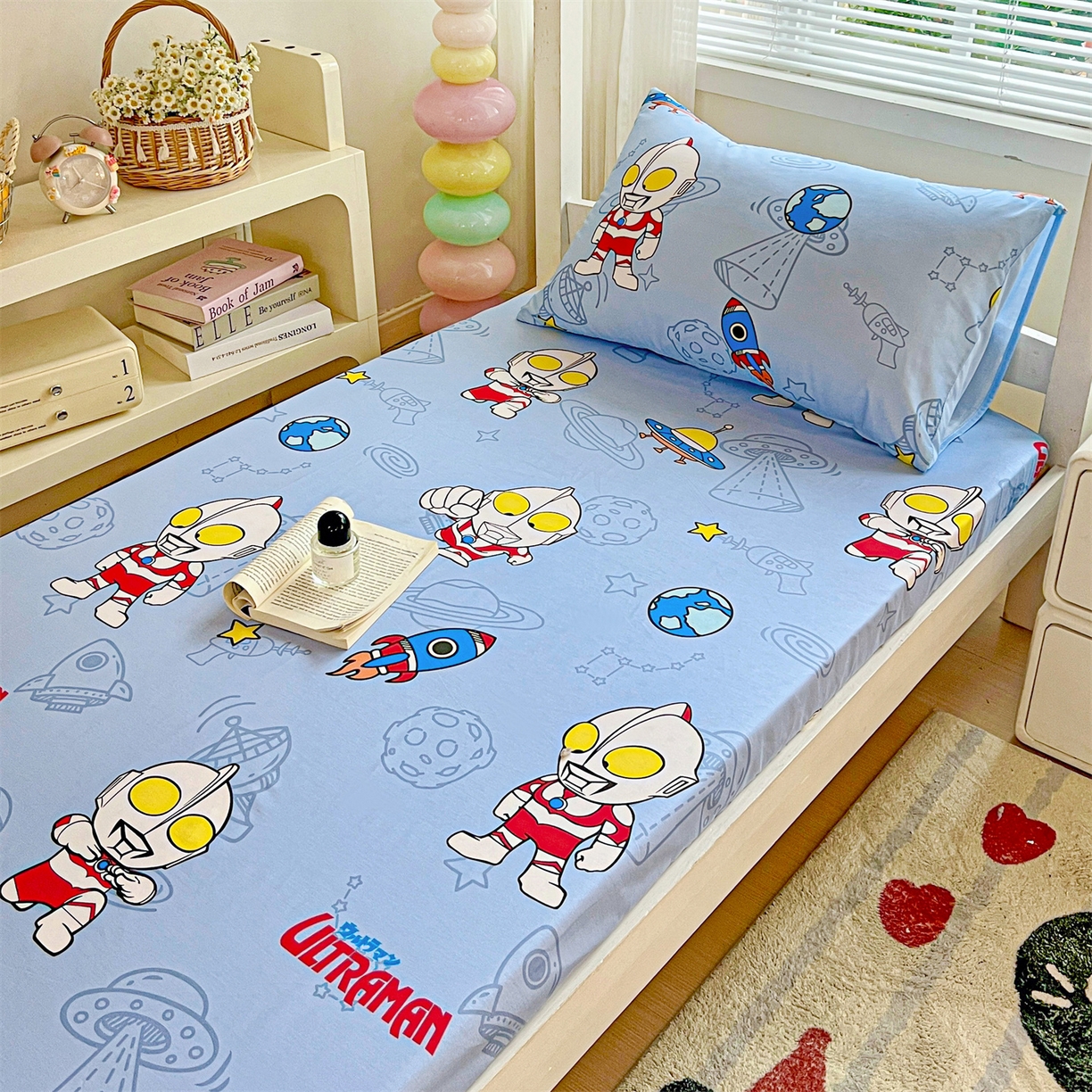 91家纺网 家纺一手货源 找家纺 名兮家居 2025-奥特曼-三丽鸥全棉13372学生床上下铺床笠【含防伪标】 太空奥特曼