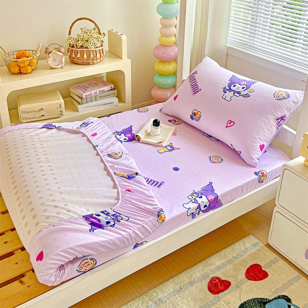 91家纺网 家纺一手货源 找家纺 名兮家居 2025-奥特曼-三丽鸥全棉13372学生床上下铺床笠【含防伪标】 甜筒库洛米