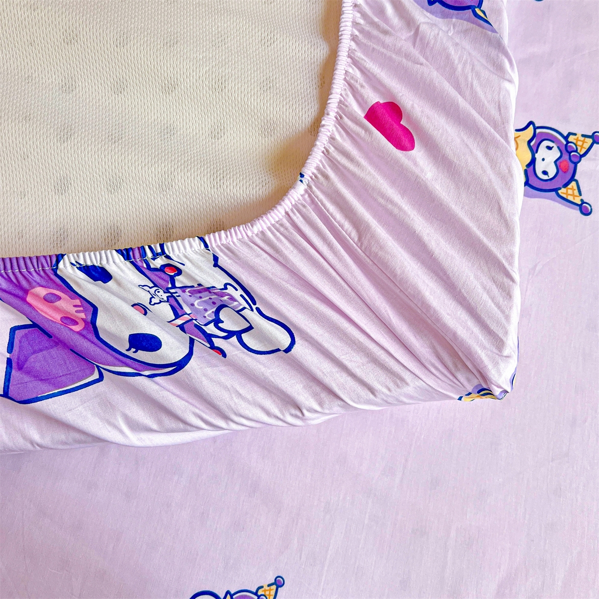 91家纺网 家纺一手货源 找家纺 名兮家居 2025-奥特曼-三丽鸥全棉13372学生床上下铺床笠【含防伪标】 甜筒库洛米