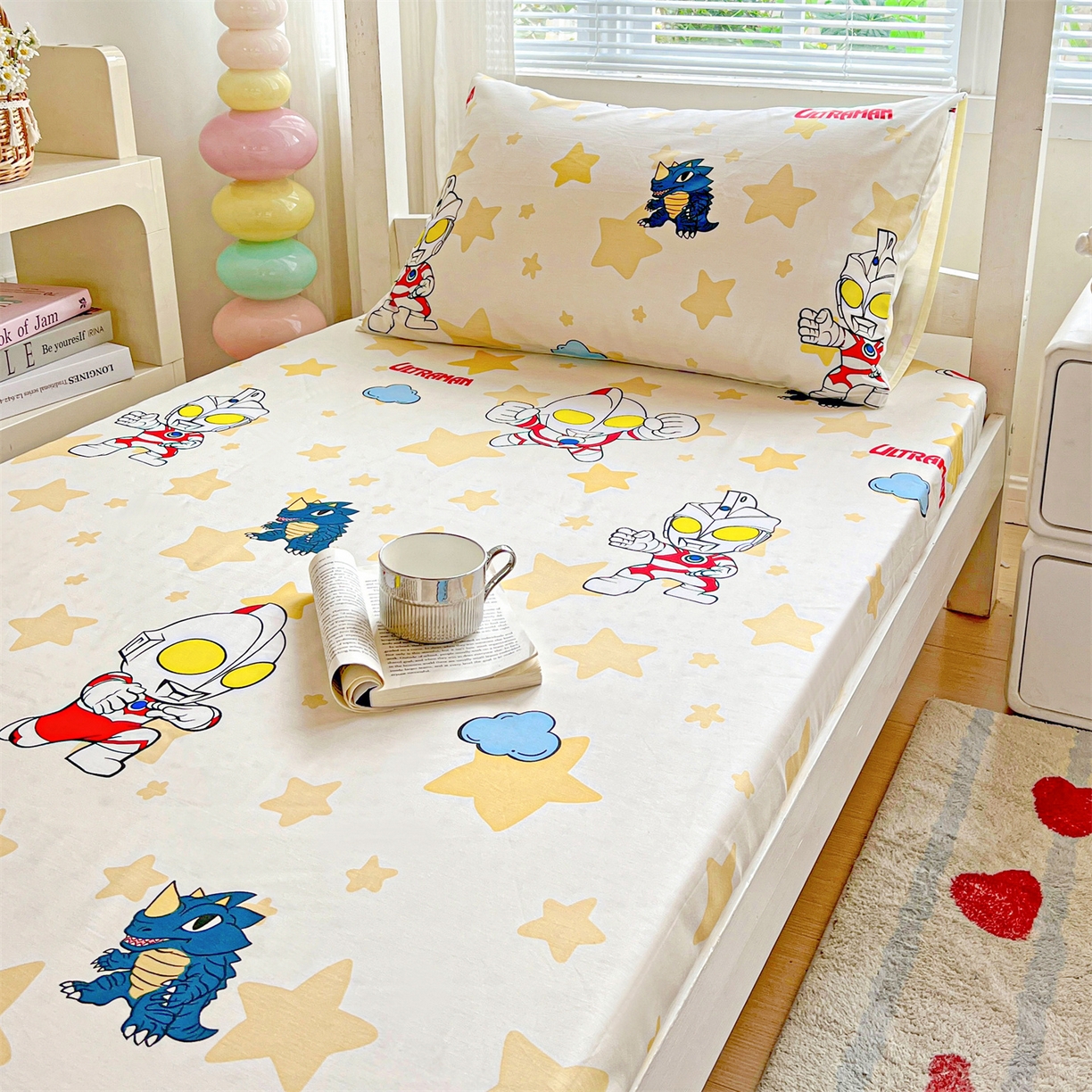 91家纺网 家纺一手货源 找家纺 名兮家居 2025-奥特曼-三丽鸥全棉13372学生床上下铺床笠【含防伪标】 星星奥特曼