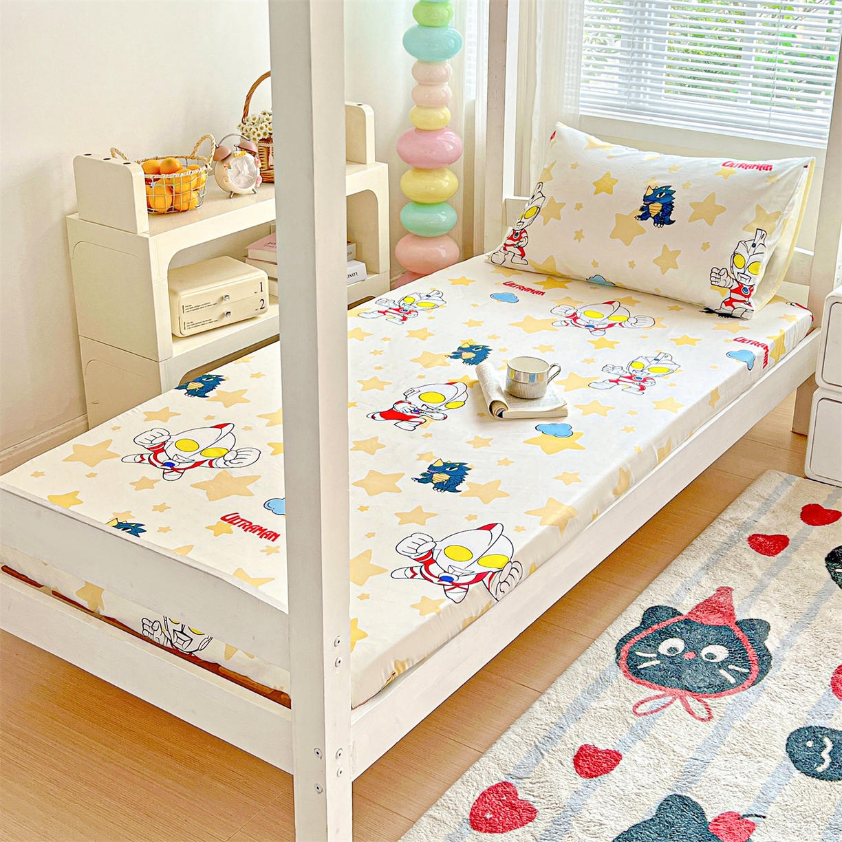 91家纺网 家纺一手货源 找家纺 名兮家居 2025-奥特曼-三丽鸥全棉13372学生床上下铺床笠【含防伪标】 星星奥特曼