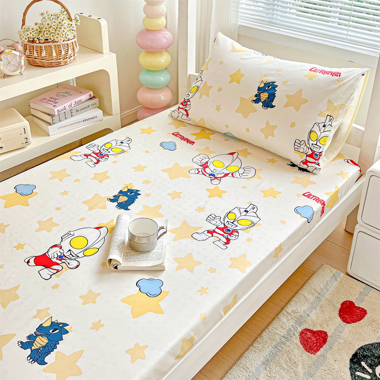 91家纺网 家纺一手货源 找家纺 名兮家居 2025-奥特曼-三丽鸥全棉13372学生床上下铺床笠【含防伪标】 星星奥特曼