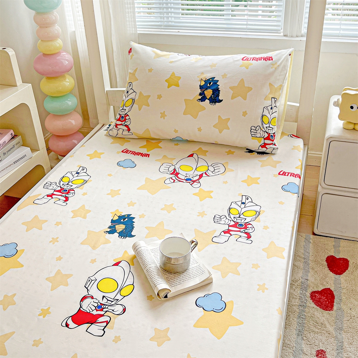 91家纺网 家纺一手货源 找家纺 名兮家居 2025-奥特曼-三丽鸥全棉13372学生床上下铺床笠【含防伪标】 星星奥特曼